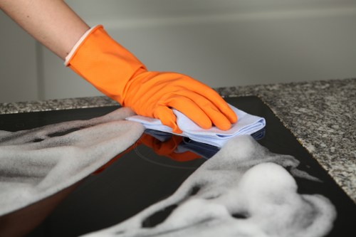 Facade cleaning for a TW8 building exterior with visible staining removal