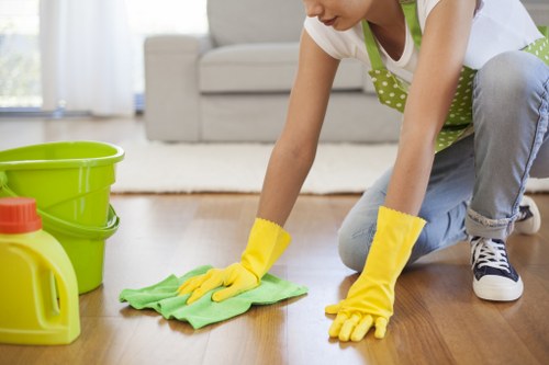 Local carpet cleaner working in a TW8 apartment building